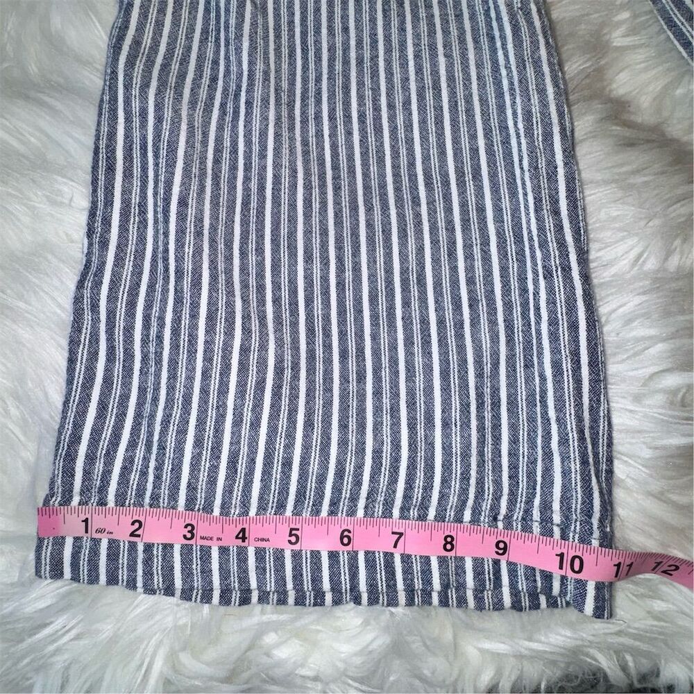 Briggs Women's XL Blue Striped Wide-Leg Linen Blend Pants Casual - Picture 10 of 12